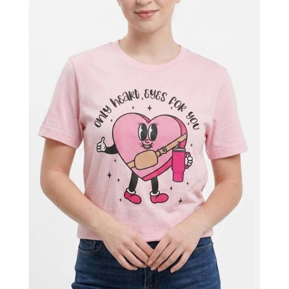 NEW TLC only heart eyes for you tee in pink